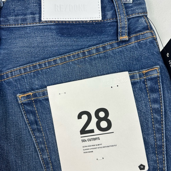 NWT RE/DONE Originals 50's Cutoff Denim Shorts Medium Button fly Rigid Denim 28 - Picture 4 of 10